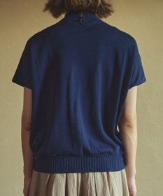 muuc ポピー刺繍フレンチスリーブプルオーバー〈日本製・高級綿100%の光沢と柔らかさ〉〈繊細な花刺繍〉〈大人の夏ニット〉〈ゆったりフリーサイズ〉