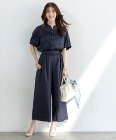 ANY SIS L 【接触冷感・UVカット・速乾】スムージーポリエステルタックフレア パンツ