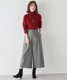 ANY 【洗濯機可/ウエストゴム】ライトツイードワイドパンツ