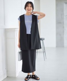 ANY L 【ウエストゴム】カットジョーゼットタイトスカート