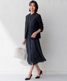 23区 L 【洗える/セットアップ対応】アイアスマットストレッチ ノーカラー ジャケット