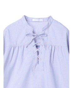 Green Parks ストライプレースアップシャツ