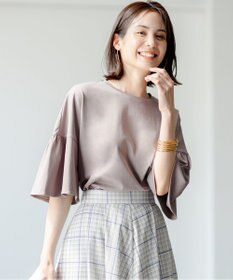 組曲 L 【汗ジミ防止・撥水】GIZAプレーティング天竺 袖フレア Tシャツ