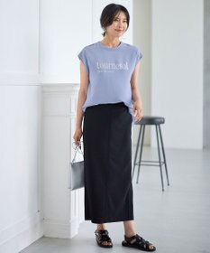 ANY L 【ウエストゴム】カットジョーゼットタイトスカート