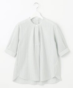 J.PRESS LADIES S 【イージーケア】ストライプジャージー バンドカラー カットソー