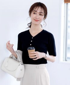 Tiaclasse 【洗える】ボタンニットトップス