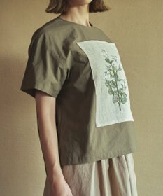 muuc ジャスミン刺繍半袖プルオーバー〈日本製・上質な天然素材・遠州織物〉〈繊細なオリジナル花刺繍〉〈ゆったりフリーサイズ〉〈上品な大人の布帛Tシャツ〉