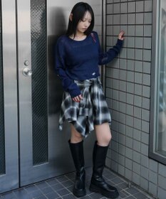 WEGO モヘアタッチダメージショートニット