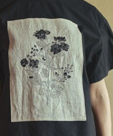 muuc ジャスミン刺繍半袖プルオーバー〈日本製・上質な天然素材・遠州織物〉〈繊細なオリジナル花刺繍〉〈ゆったりフリーサイズ〉〈上品な大人の布帛Tシャツ〉