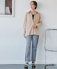 自由区 L 【洗える】SOMELOSシャーティング シャツブラウス