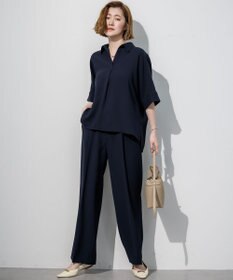 23区 S 【先行予約】ストレッチジョーゼット スキッパーネック ブラウス