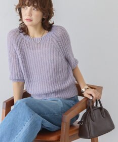 AMERICAN HOLIC モヘヤ風シアー半袖ニットトップス