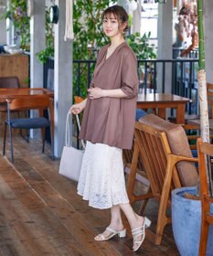 Tiaclasse 【洗える】シフォンフレアスリーブブラウス