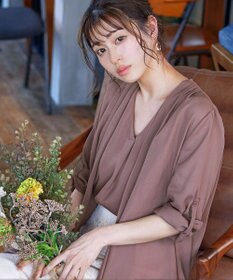 Tiaclasse 【洗える】シフォンフレアスリーブブラウス