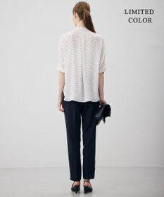ICB 【新色追加・WEB限定カラーあり】BackSatinAmunzen 5分袖バンドカラーブラウス