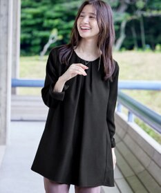Tiaclasse L 【洗える】フロントタックバックギャザーフレアチュニックブラウス