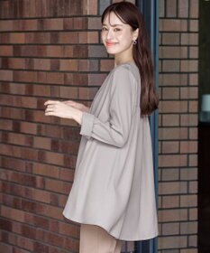 Tiaclasse L 【洗える】フロントタックバックギャザーフレアチュニックブラウス