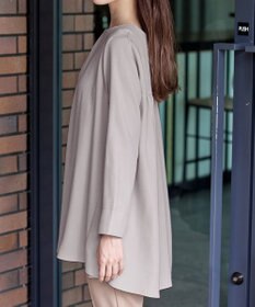 Tiaclasse L 【洗える】フロントタックバックギャザーフレアチュニックブラウス