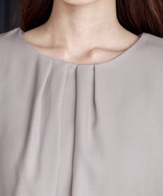 Tiaclasse L 【洗える】フロントタックバックギャザーフレアチュニックブラウス