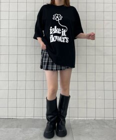 WEGO fake　it　flowersビッグT