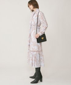 GRACE CONTINENTAL サラサプリントリボン付ワンピース