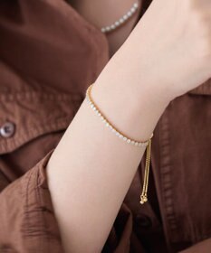 Phoebe ラインストーンスライドテニスブレスレット　ゴールド