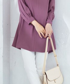 Tiaclasse 【洗える】キーネックバックフレアチュニックブラウス