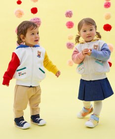 MIKI HOUSE HOT BISCUITS 【80-120cm】マルチカラー 裏毛パイル くまみみパーカー