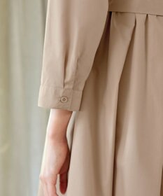 Tiaclasse L 【洗える】パール釦フレアシャツワンピース