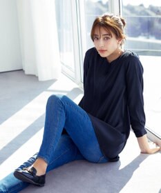 Tiaclasse 【洗える】キーネックバックフレアチュニックブラウス