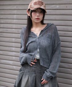 WEGO ヴィンテージウォッシュメッシュパーカー