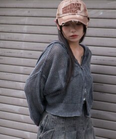 WEGO ヴィンテージウォッシュメッシュパーカー