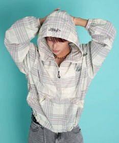 WEGO 【ユニセックス着用ITEM/MLサイズ展開】チェックロゴフードブルゾン