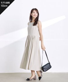 Tiaclasse 【洗える】麻調スクエアネックワンピース