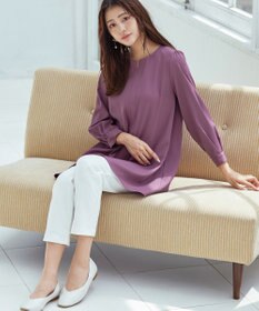 Tiaclasse 【洗える】キーネックバックフレアチュニックブラウス