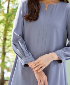Tiaclasse 【洗える】キーネックバックフレアチュニックブラウス