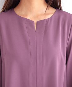 Tiaclasse 【洗える】キーネックバックフレアチュニックブラウス