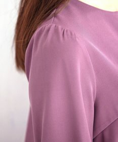 Tiaclasse 【洗える】キーネックバックフレアチュニックブラウス