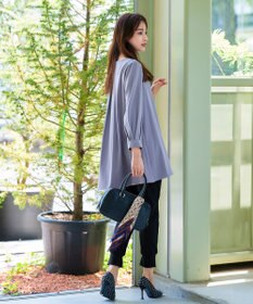 Tiaclasse 【洗える】キーネックバックフレアチュニックブラウス