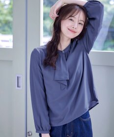 Tiaclasse 【洗える・スマート裏起毛】ジョーゼットフリルブラウス
