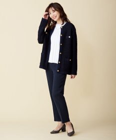 J.PRESS LADIES 【洗える】TWEED KNIT ミドル カーディガン