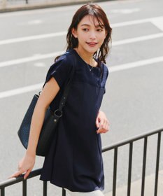 Tiaclasse L 【洗える】シアーコンビチュニックブラウス