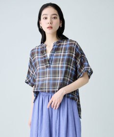 ANY シアーチェックスキッパーブラウス