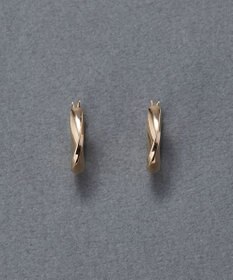 Phoebe 【金属アレルギー対応】ウェーブフープセラミックピアス　シャンパンゴールド