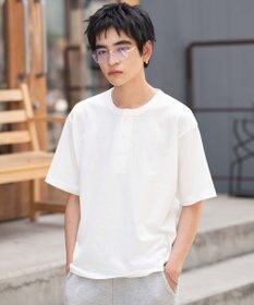 WEGO 【ユニセックス着用ITEM/MLサイズ展開】リラックスフィットヘンリーネックT（SS）