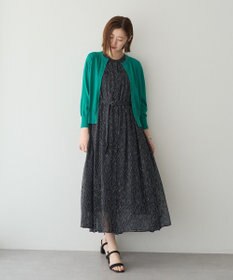 YECCA VECCA シアードット柄ギャザーワンピース