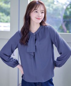 Tiaclasse 【洗える・スマート裏起毛】ジョーゼットフリルブラウス