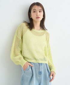 earth music&ecology スパンコールメッシュニットプルオーバー