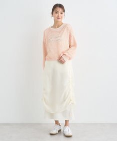 earth music&ecology スパンコールメッシュニットプルオーバー