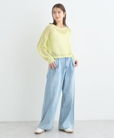earth music&ecology スパンコールメッシュニットプルオーバー